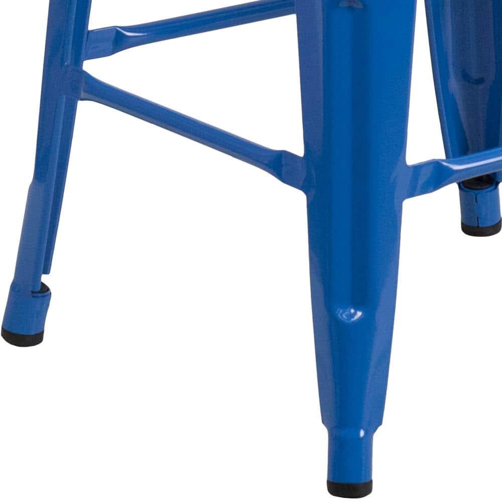 Flash Furniture Commercial Grade 30" High Backless Blue Metal Indoor-Outdoor Barstool with Square Seat
