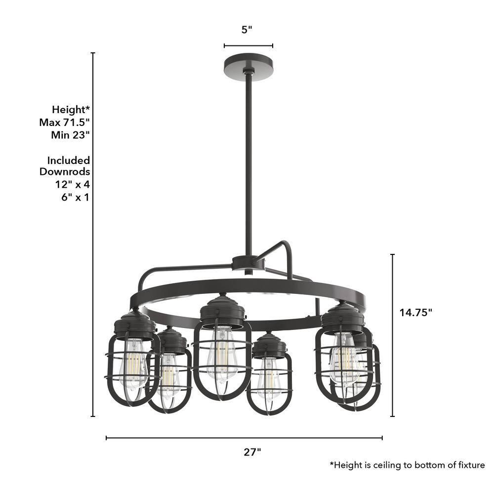 Starklake 6 - Light Unique / Statement Wagon Wheel Chandelier