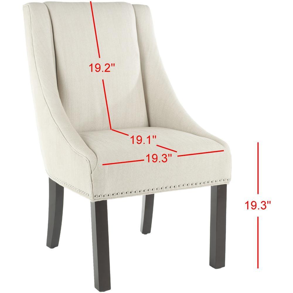 Morris 20''H Sloping Arm Dining Chair (Set Of 2) with Silver Nail Heads - Beige - Safavieh