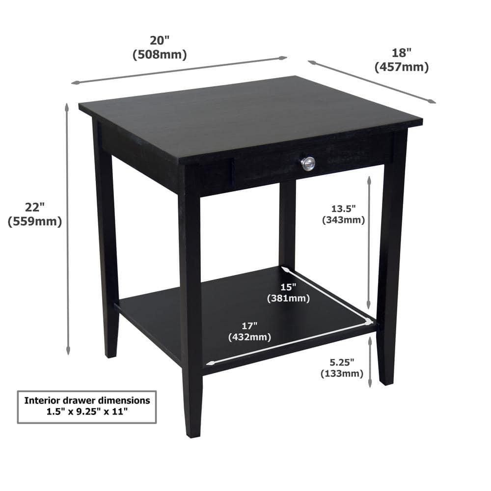 Casual Contemporary Living 2-Tier Solid Acacia End Table with Drawer - Black
