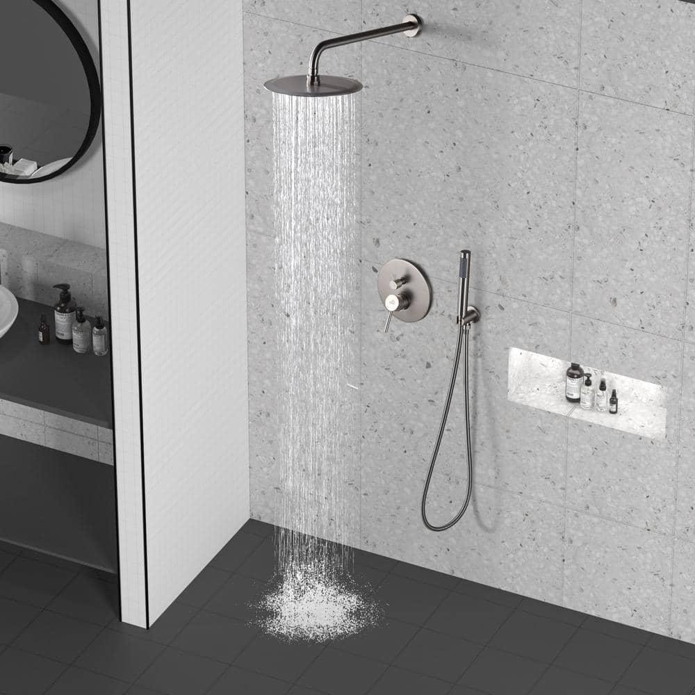 Pressure-Balanced Complete Shower System with 10-Inch Rain Shower Head, Handheld, Rough-in Valve