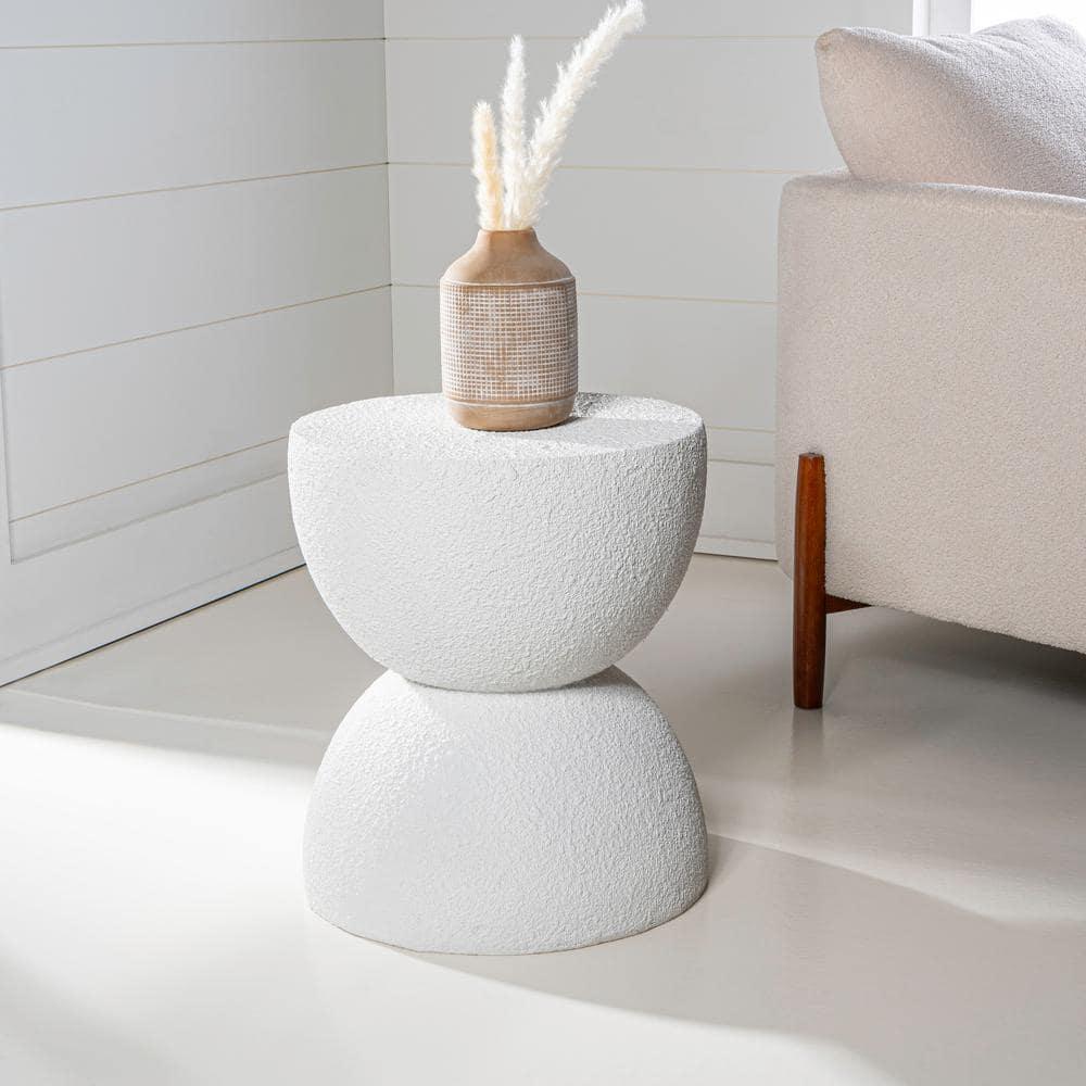 Greta 18" Mid-Century Modern Drum Accent Table , White - JONATHAN Y
