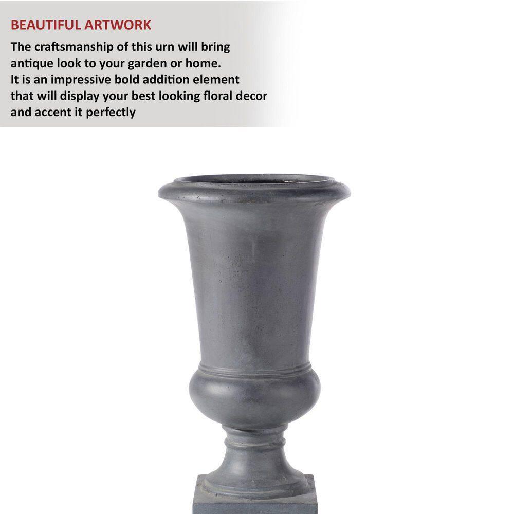 Alfresco Home Jovina Fiberstone Small Urn Planter in Antique Dark Bronze