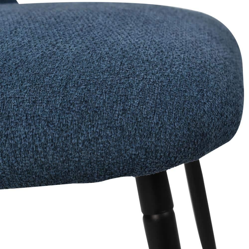 Edwin 21.6" Wider Seat Blue Upholstered Dining Chairs Set Of 2,Modern Kitchen Armless Dining Chair With Black Metal Legs-Maison Boucle