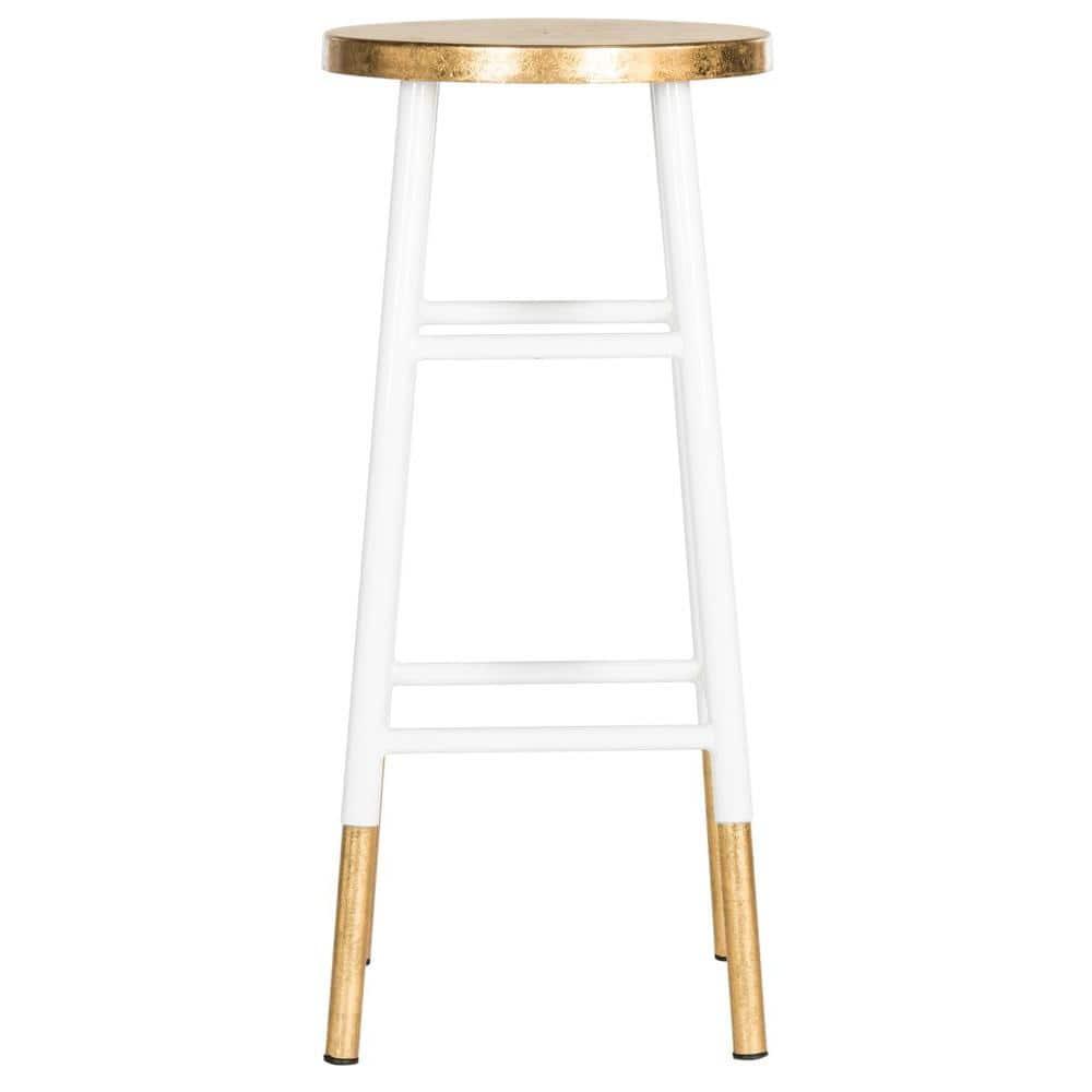 Emery Dipped Gold Leaf Bar Stool - FOX3230 - White/Gold - Safavieh Couture