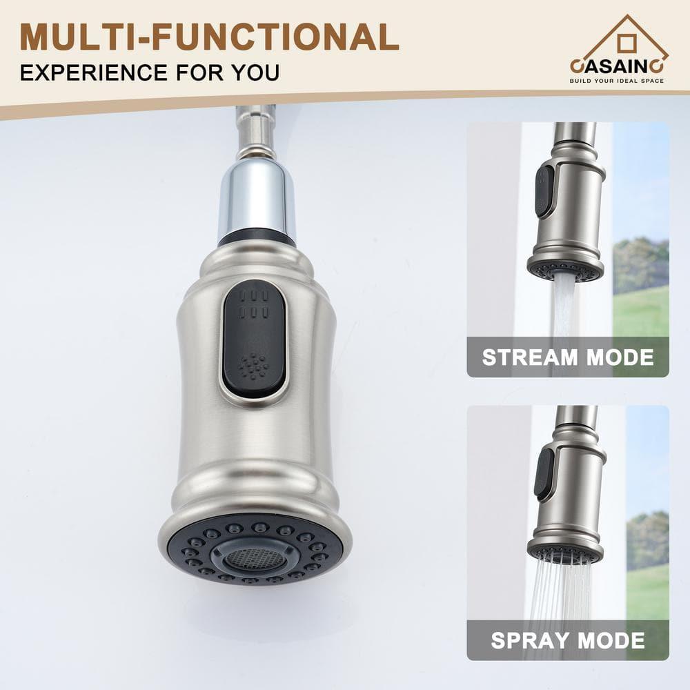 CASAINC 1.8 GPM Single-Handle Pull-Down Kitchen Faucet Single Hole Faucet