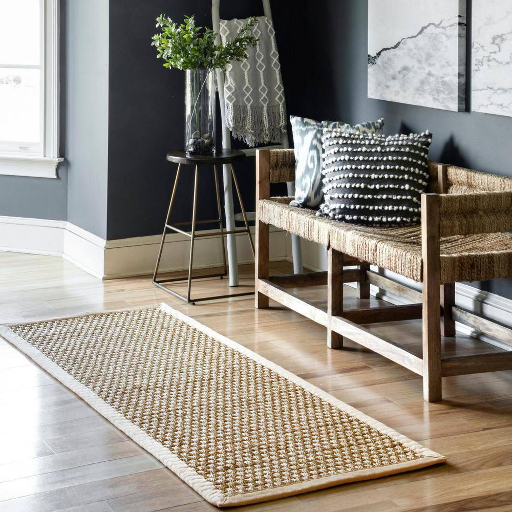 Nuloom Hesse Checker Weave Seagrass Kitchen Runner Indoor Area Rug - Hallway, Entryway, 2' 6" x 6', Natural