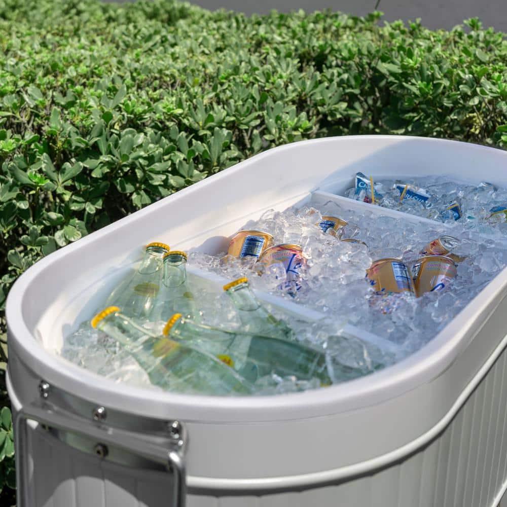 Permasteel 120-Qt Large Outdoor Cooler Cart on Wheels, Rolling Patio Cooler with Dividers for Separate Compartments