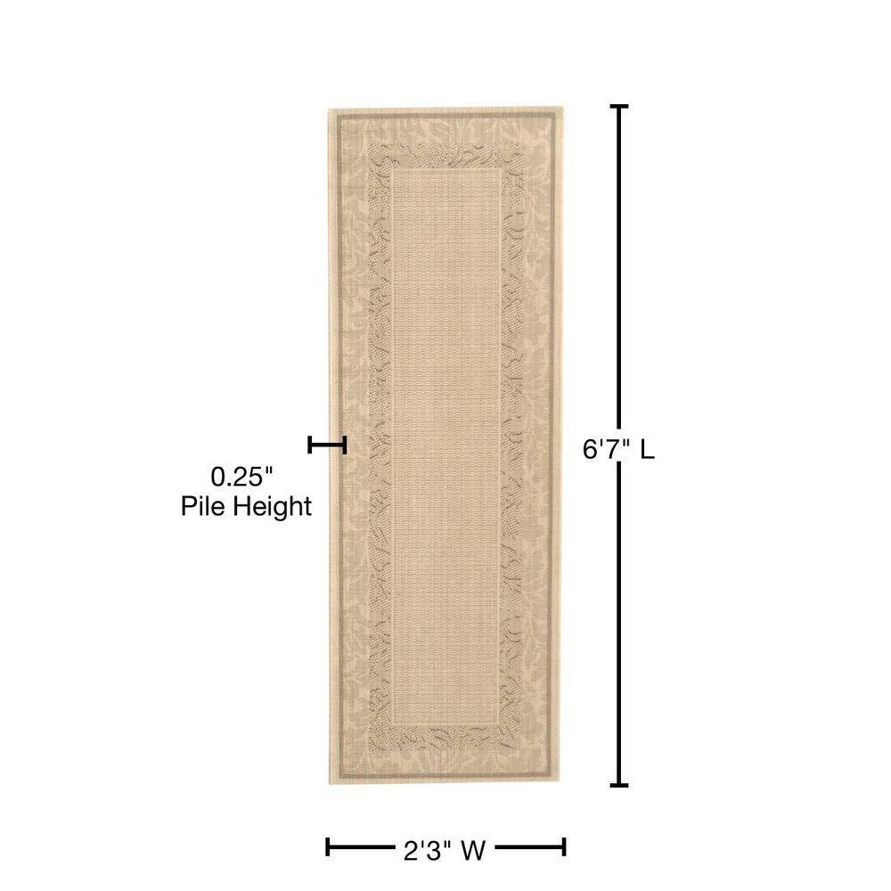 Courtyard CY1704 Power Loomed Indoor and Outdoor Runner Rug - Natural/Brown - 2'3"x6'7" - Safavieh