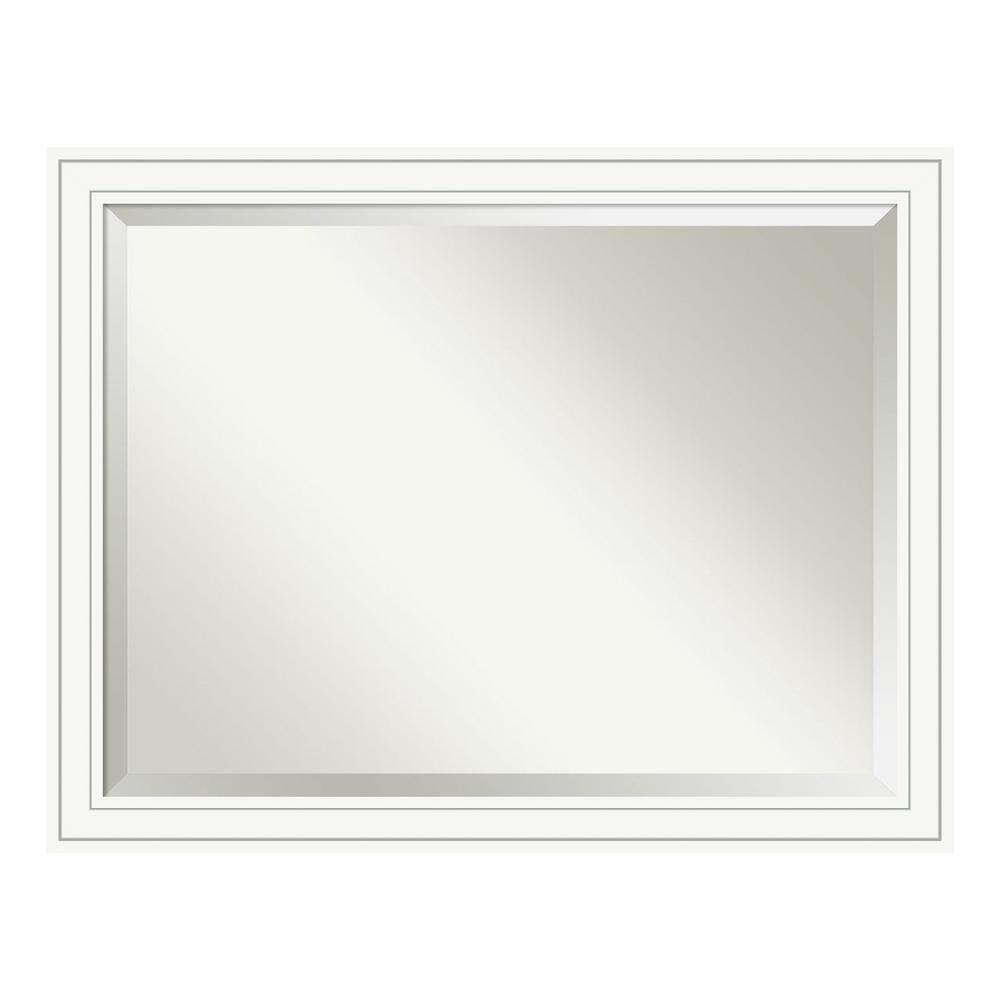 Craftsman White Beveled Wood Bathroom Wall Mirror