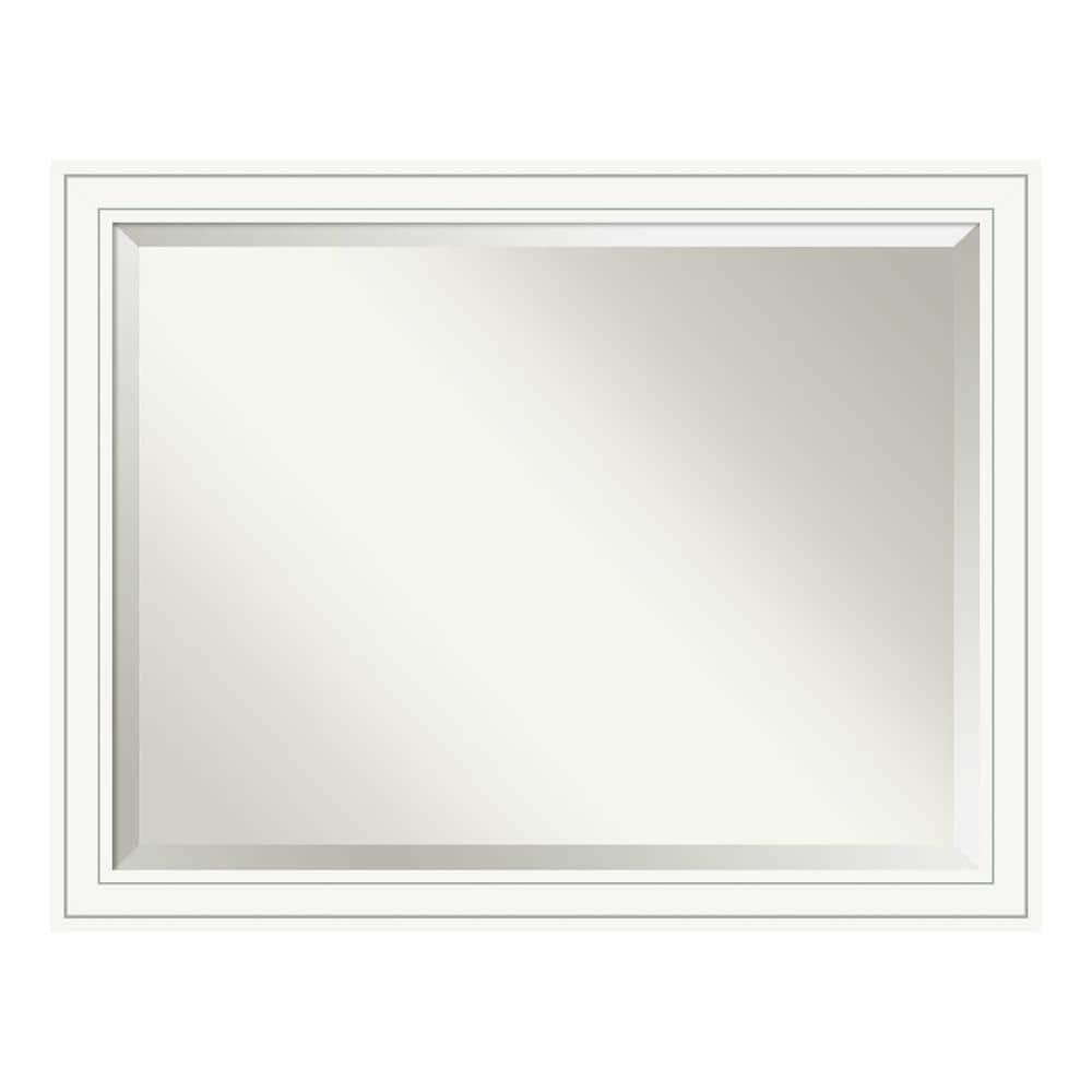 Craftsman White Beveled Wood Bathroom Wall Mirror