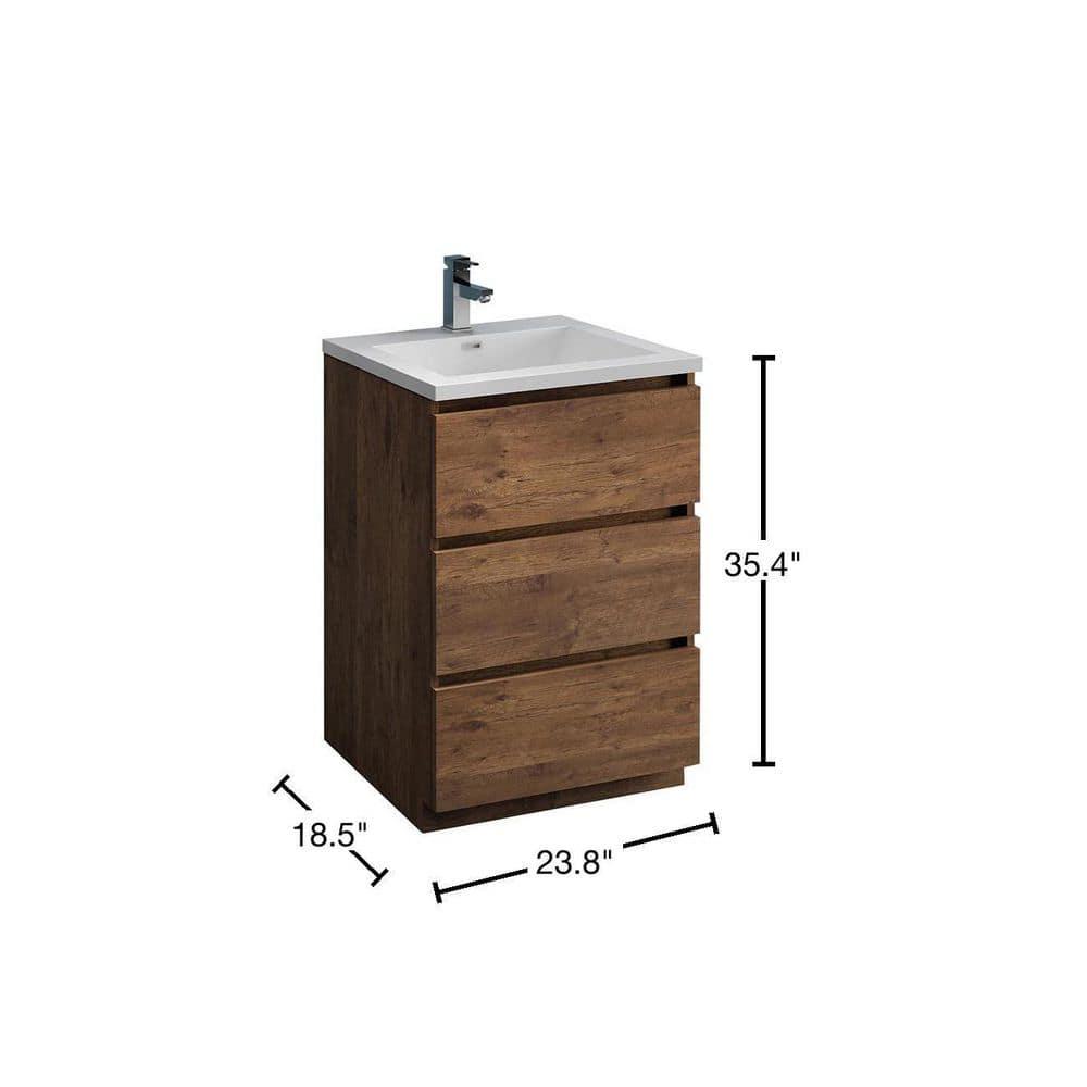Lazzaro 24" Freestanding Modern Bathroom Vanity with Integrated Single Sink - Faucet Not Included