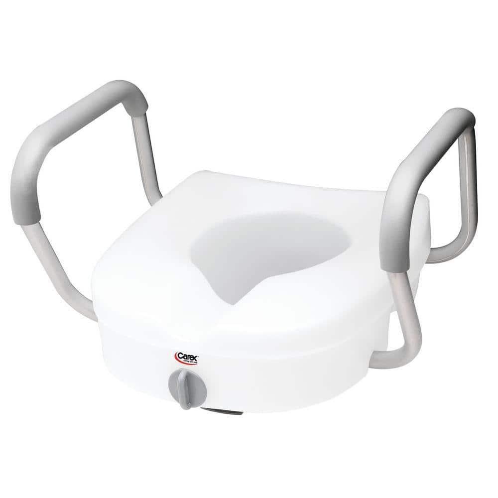 Carex E-Z Lock Raised with Armrests Toilet Seat - White