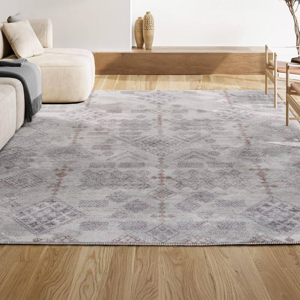 3'x5' Bhalil Berber Diamond Geometric Area Rug, Beige/Gray - JONATHAN Y