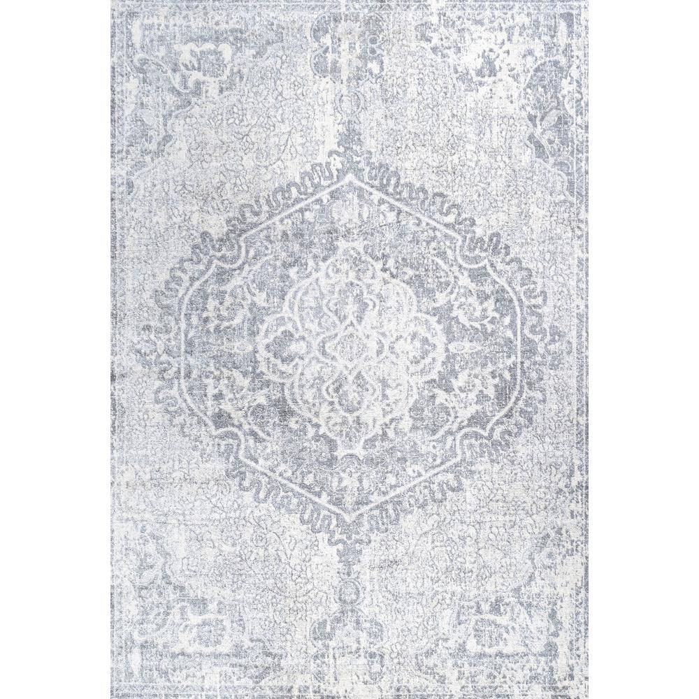 5' X 8' Modern Persian Vintage Medallion Area Rug, Gray/Ivory - JONATHAN Y