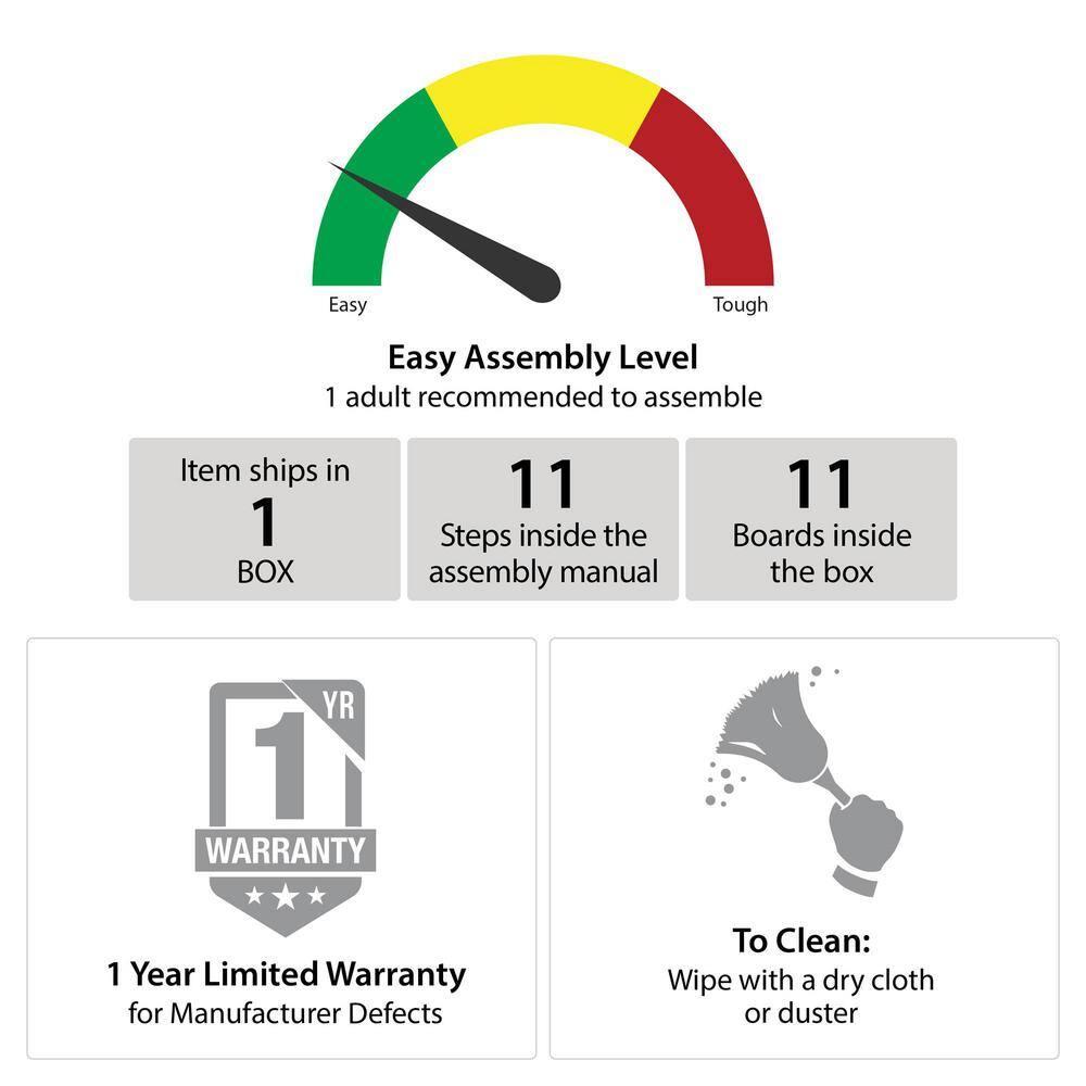 Ameriwood Home BrEZ Build Collection Pearce Nightstand with Drawer, Black Oak