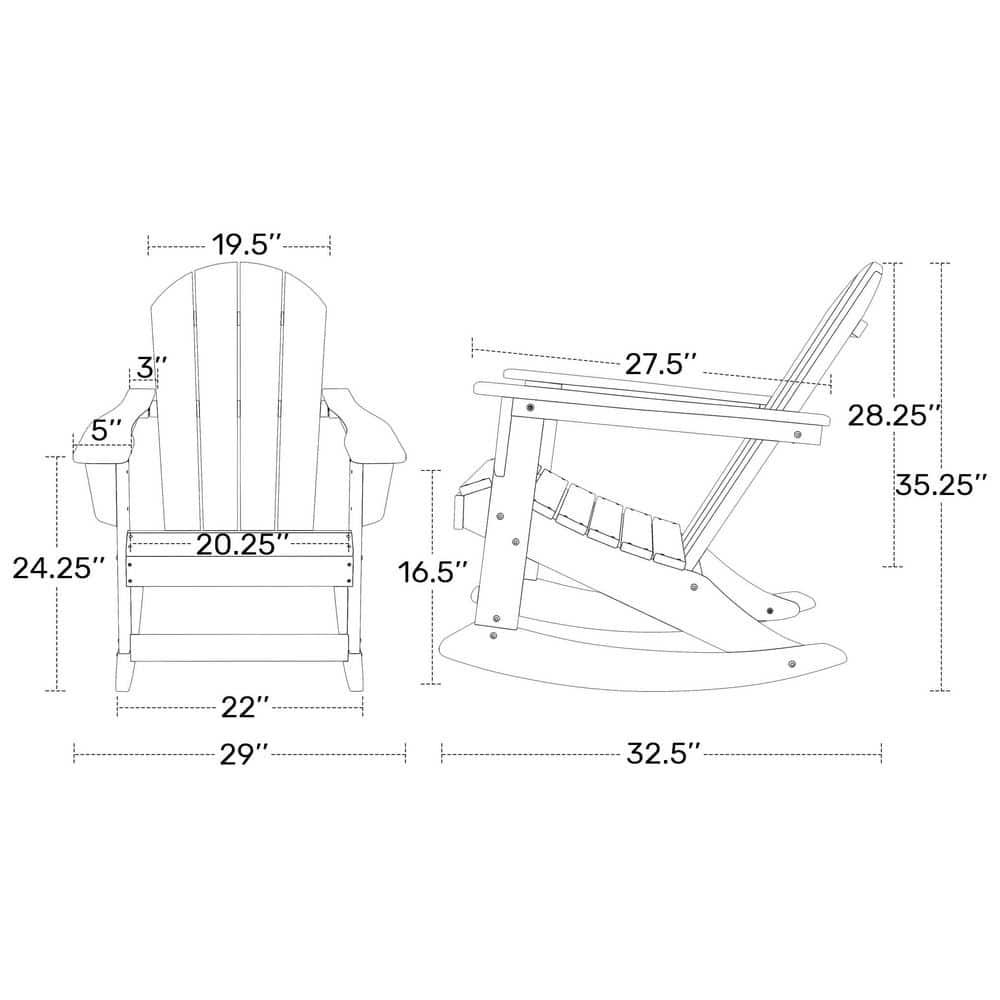 JUSTLET Plastic Adirondack Rocking Chair,HDPE All-Weather Outdoor Rocking Adirondack Chair for Porch, Patio, Balcony,Red