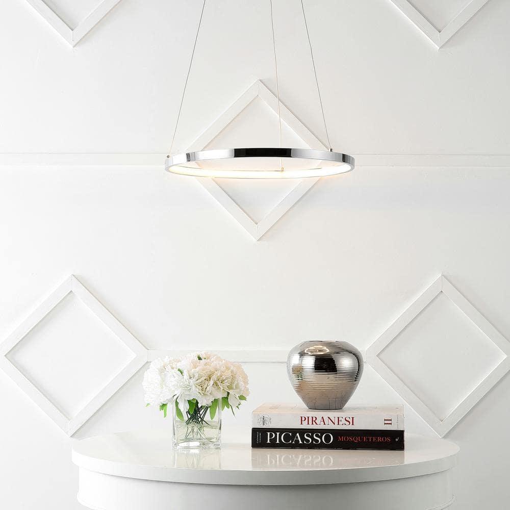 Bradley 15.75 in. 1-Light Integrated LED Chrome Modern Contemporary Metal Round Pendant