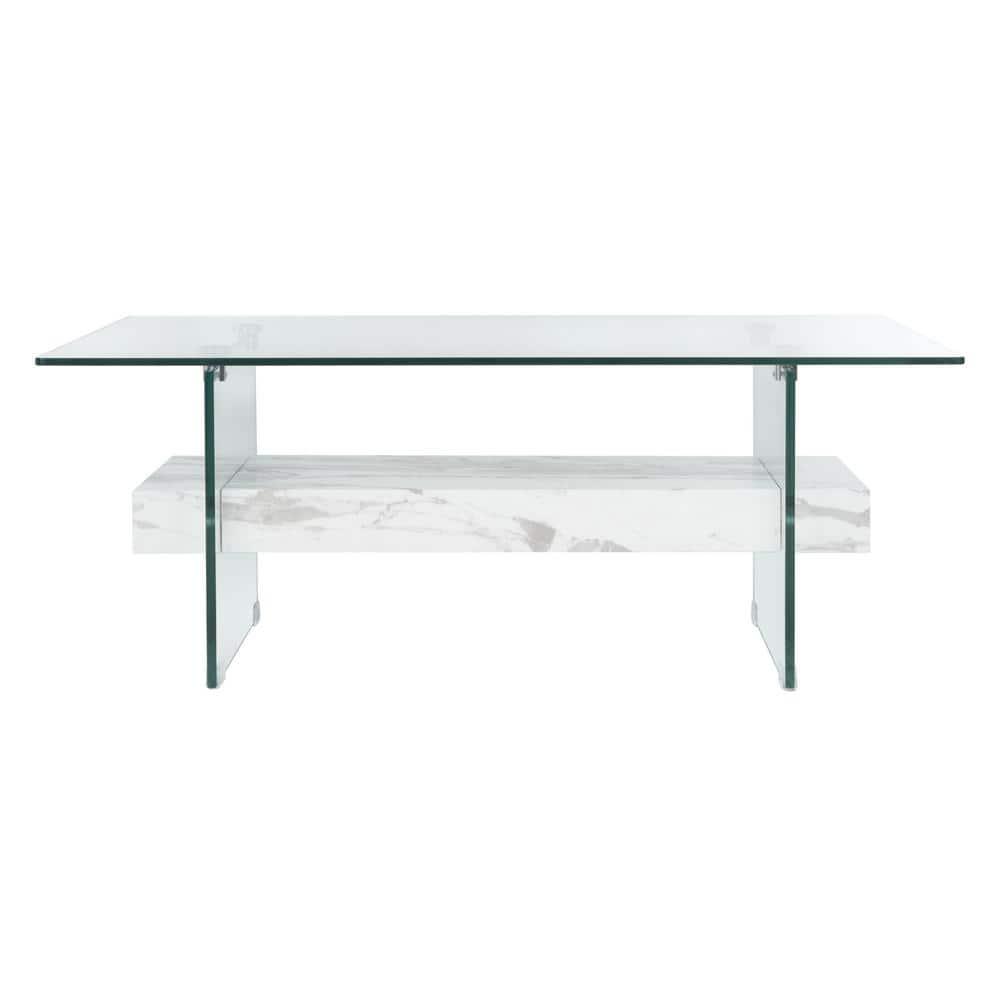 Kayley Coffee Table - Glass/White - Safavieh
