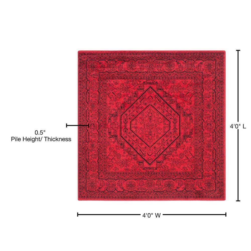 Adirondack ADR108 Power Loomed Area Rug - Red/Black - 4'x4' - Safavieh.