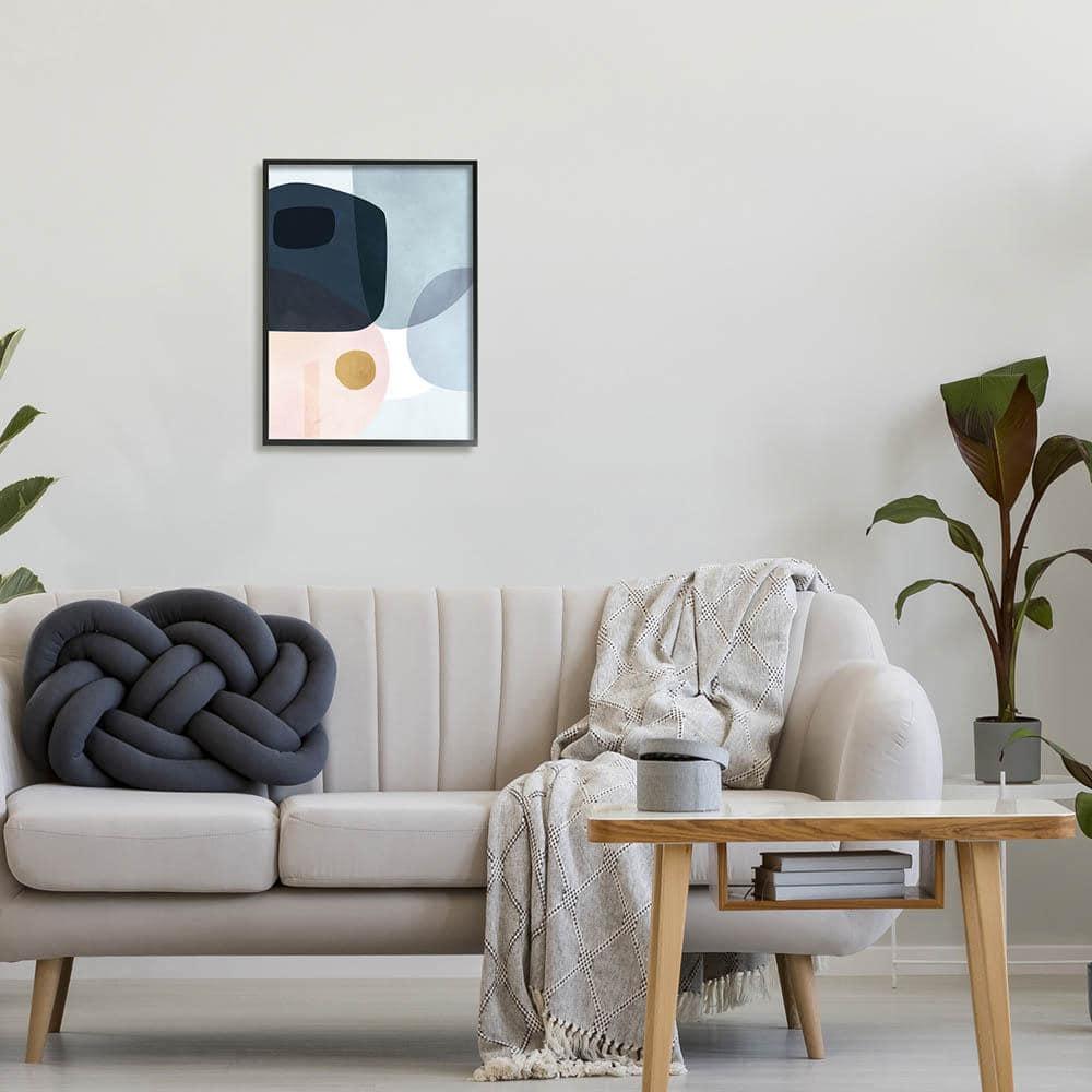 The Stupell Home Decor Mod Shapes Blue Navy and Peach Overlapping Abstract Framed Texturized Art