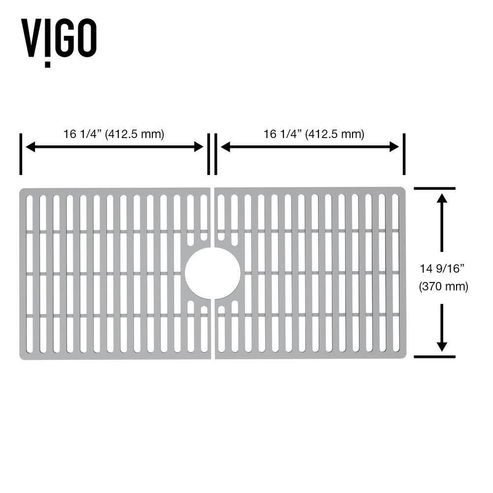 Silicone Grid VIGO Matte Stone 32" L x 15" W Bottom Sink Grid for 36 in. Single Bowl Kitchen Sink