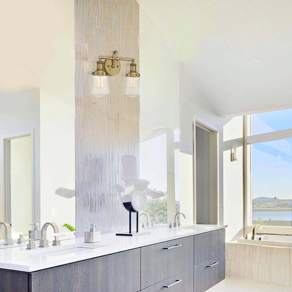 Designers Fountain Taylor 2 Light Old Satin Brass Bathroom Vanity Light Fixture, 69502-OSB