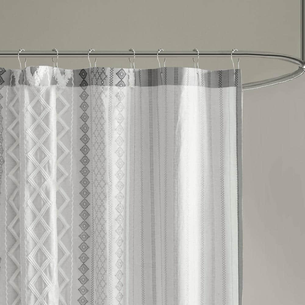 INK+IVY Imani 100% Cotton Printed Shower Curtain with Chenille