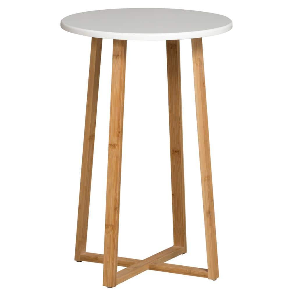 Eccostyle Solid Bamboo Frame Round Plant Table - White