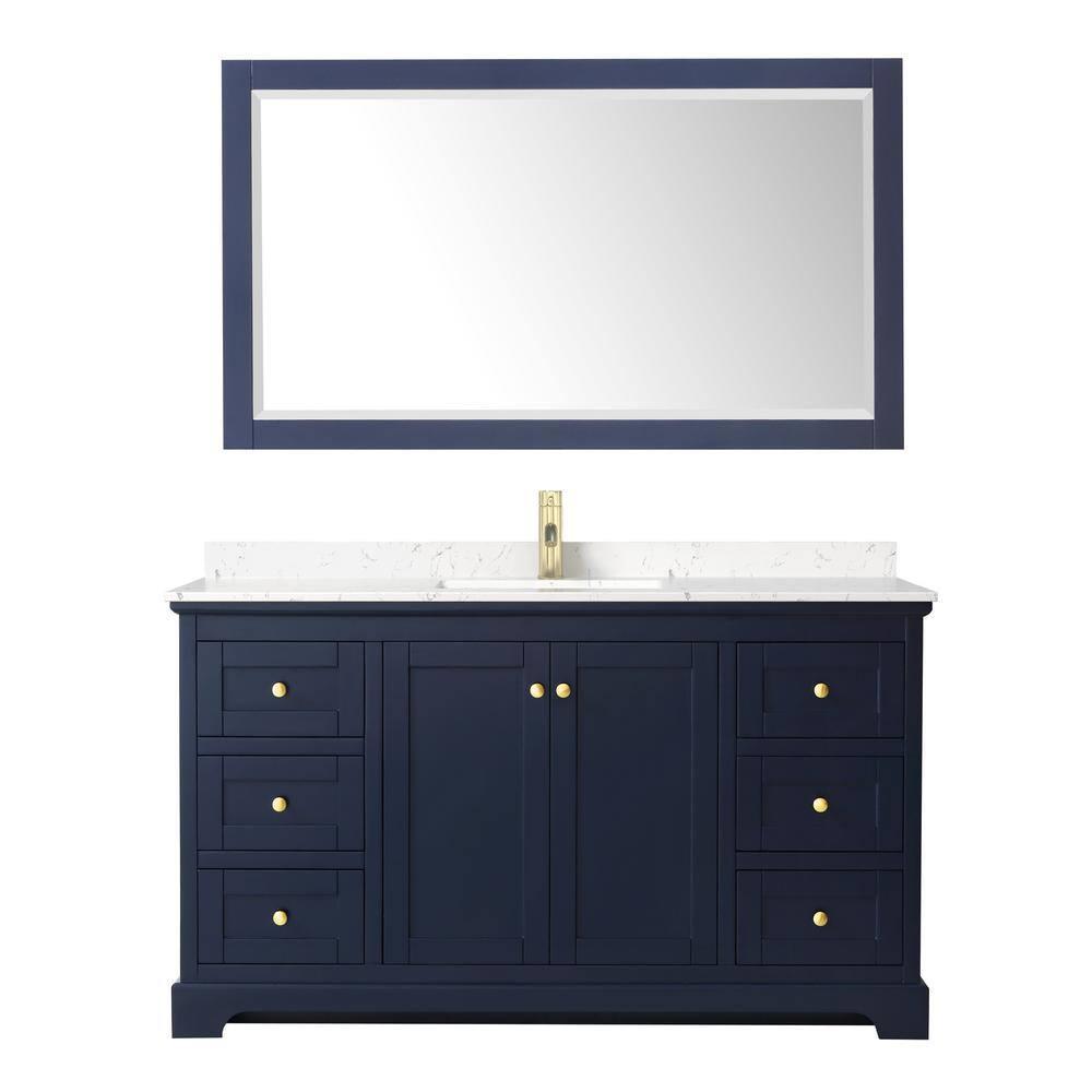 Wyndham Collection Avery 60'' Single Bathroom Vanity with Marble Top with Mirror
