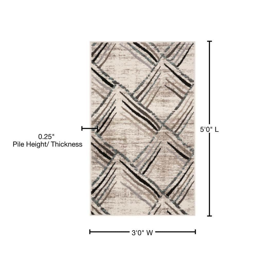 Amsterdam AMS112 Power Loomed Indoor Accent Rug - Cream/Charcoal - 3'x5' - Safavieh