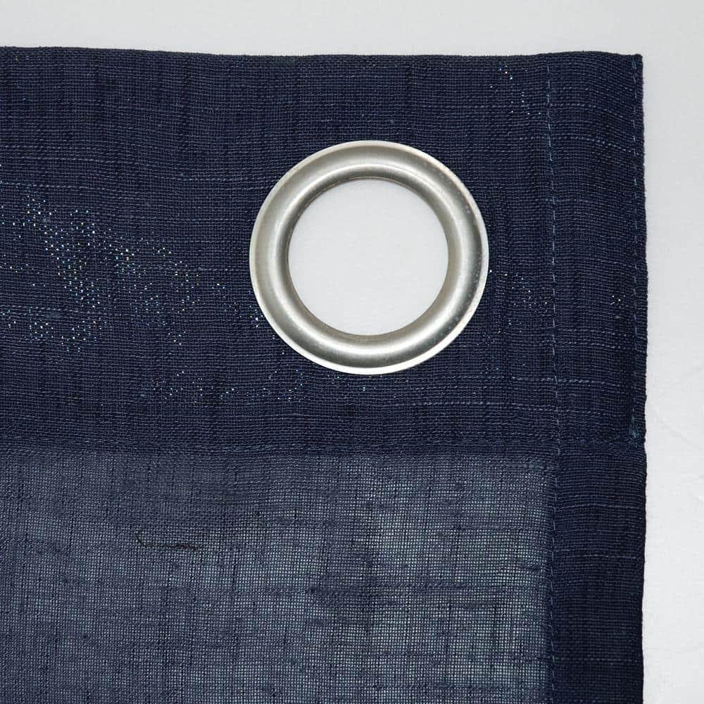 63"x52" Slub Textured Linen Blend Grommet Top Curtain Navy - Archaeo: Light Filtering Panel, Modern Style