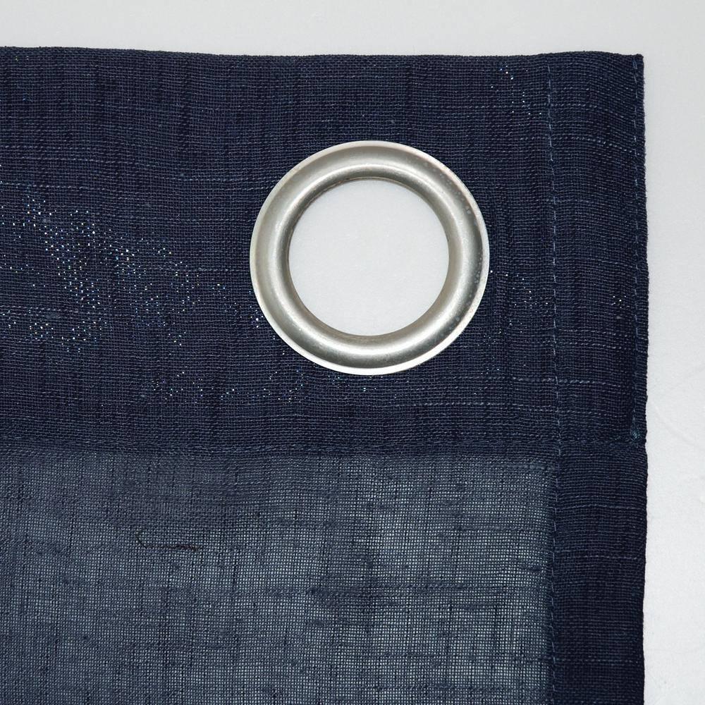 84"x52" Slub Textured Linen Blend Grommet Top Curtain Navy - Archaeo: Modern Light Filtering Panel