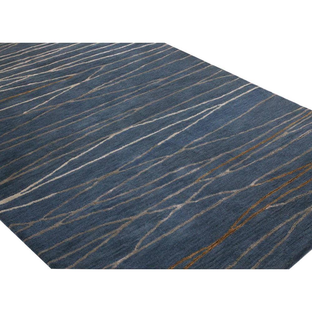 Azure Elegance Hand-Tufted Wool-Viscose Blend 9' x 12' Area Rug