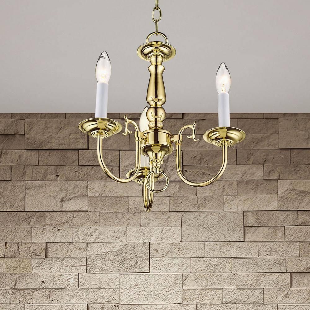 Livex Lighting Williamsburgh 3 - Light Chandelier in  Polished Brass