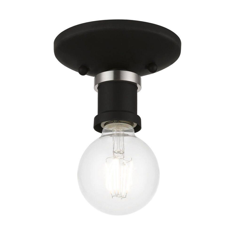 Livex Lighting Lansdale 1 - Light Flush Mount in  Black/Brushed Nickel