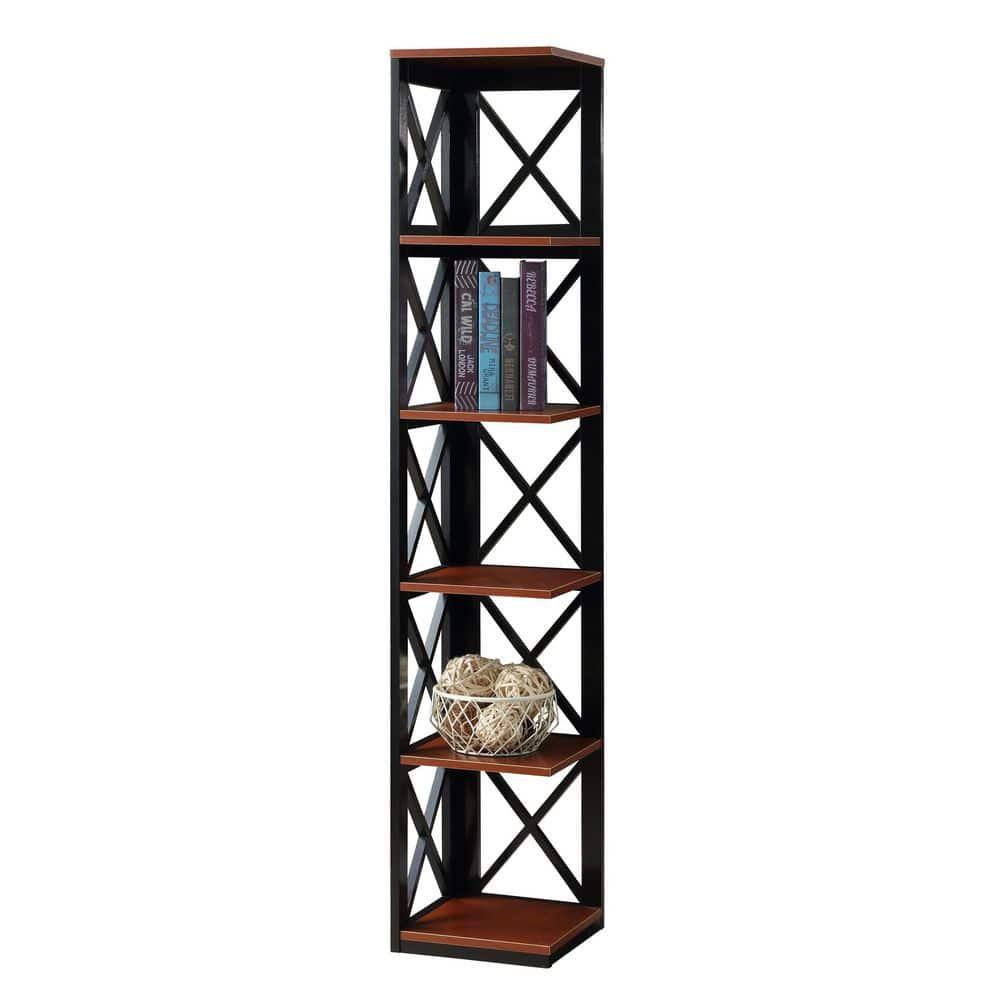 Convenience Concepts Oxford 5 Tier Corner Bookcase, Cherry and Black