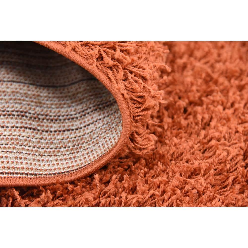 Unique Loom 8' 0 x 8' 0 Square Solid Shag Terracotta Area Rug