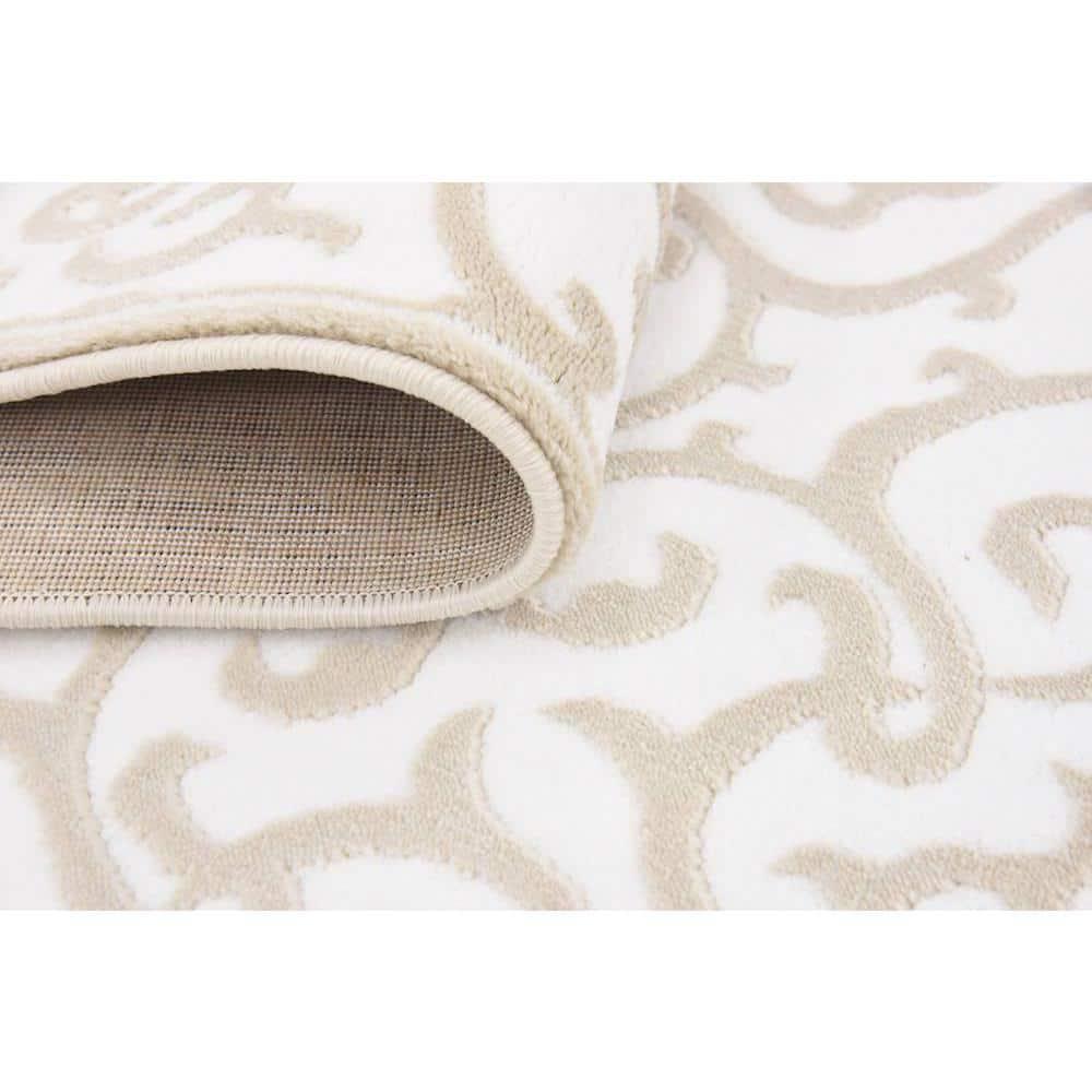 Unique Loom Rushmore Collection Area Rug - Johnson (3' x 9' 10" Runner Snow White/Beige)