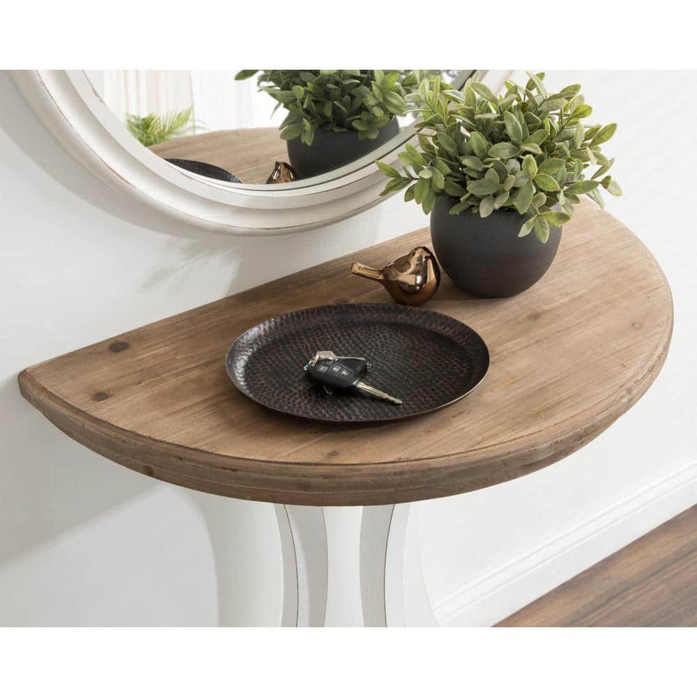 Kate and Laurel Linsley Half Circle Wood Console Table, 30x15x31, Rustic Brown