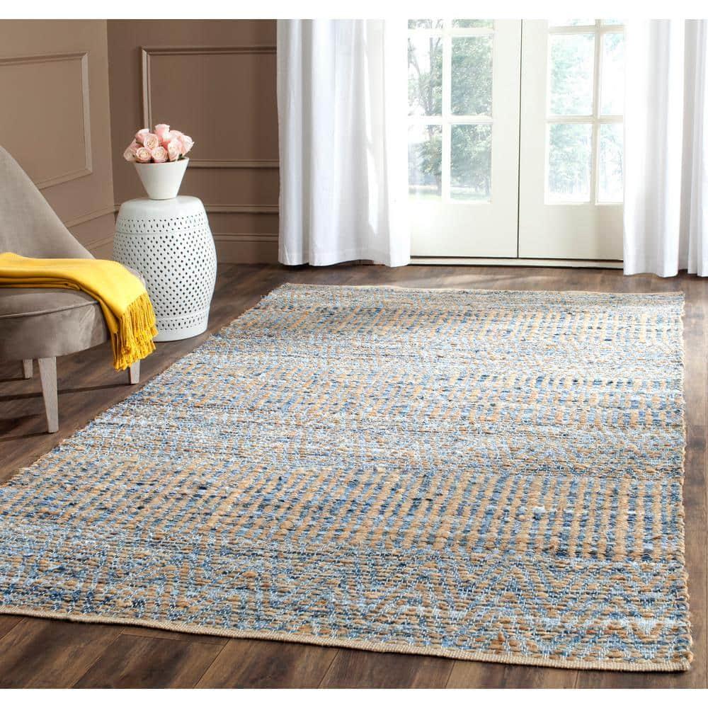 Cape Cod CAP353 Hand Woven Area Rug - Natural/Blue - 4'x6' - Safavieh.