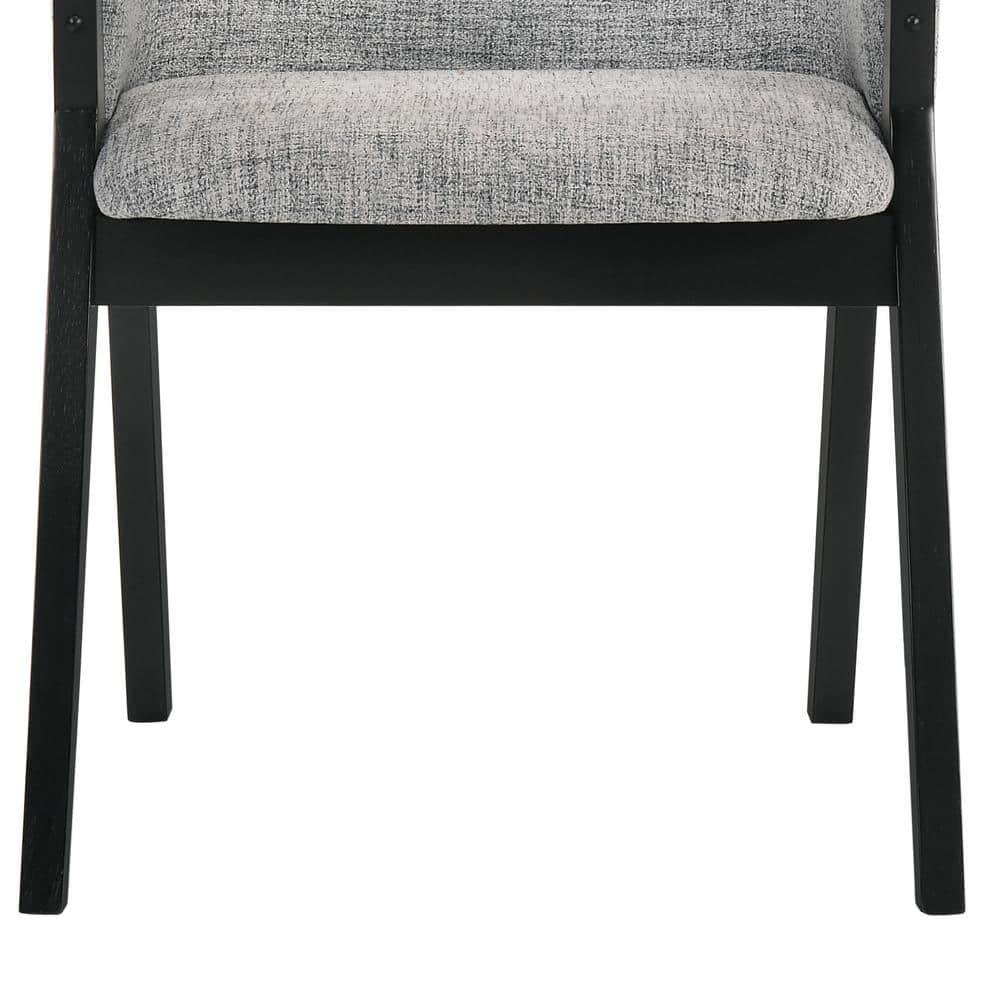 Armen Living Set of 2 Renzo Fabric Wood Dining Chairs Gray/Black: Polyester Upholstery, Foam Fill, Armrests