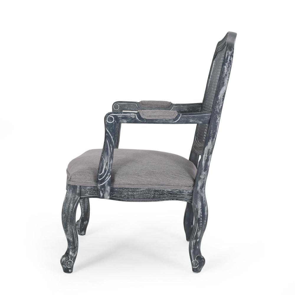 Noble House Corral French Fabric Dining Chair, Set of 2, Gray