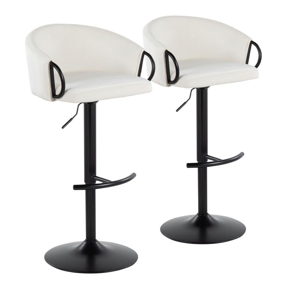 LumiSource Claire Contemporary Adjustable Barstool With Swivel In Black Metal And Black Velvet With Rounded T Footrest By Lumisource - Set Of 2 | Wayfair