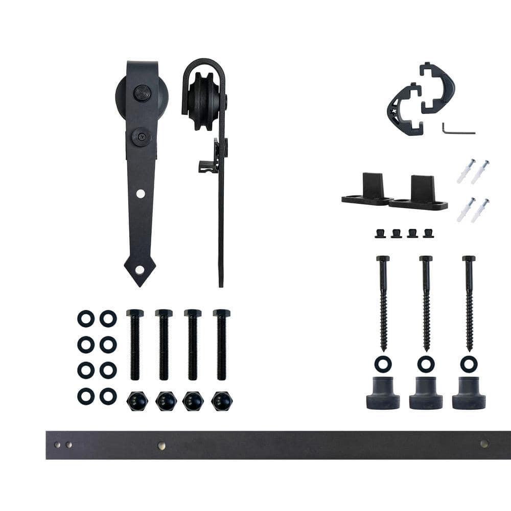 Homacer Black Rustic Arrow Design Non-Bypass Single Track One Door Hardware Kit( Door Not Included)