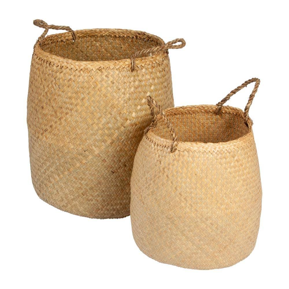 Sadia Handmade Seagrass Basket With Handles - Set of 2