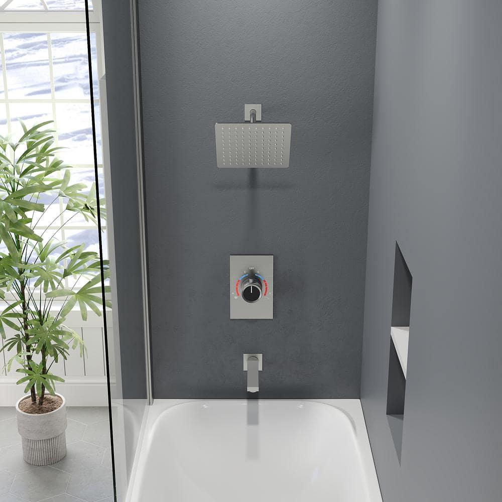 AquaSpa Shower Faucet Set with Tub Spout, 8-Inch Rain Shower Head with Valve