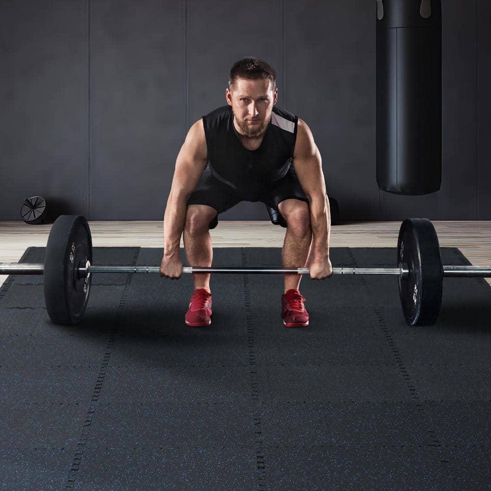 VEVOR 12 PCS 0.56" Thick Gym Floor Mats, 24" x 24" EVA Foam & Rubber Top Interlocking Workout Floor Mats