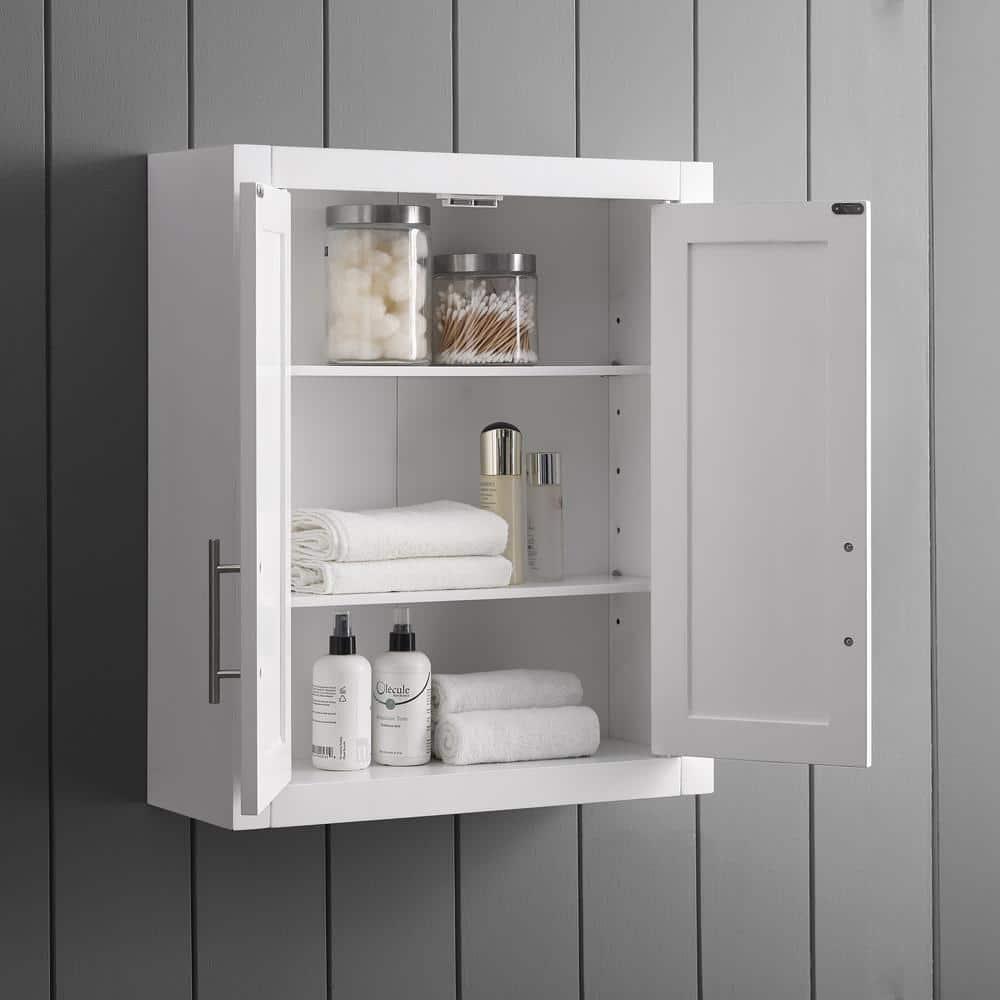 Savannah Wall Cabinet White - Crosley: Adjustable Shelves, MDF, Universal Storage, 22x26x8 inches