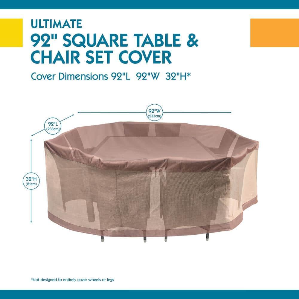 Duck Covers Ultimate Waterproof 92 Inch Square Patio Table & Chair Set Cover